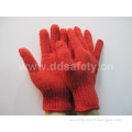 7 Gauge Red Cotton Polyester String Knitted Safety Gloves (DCK501)